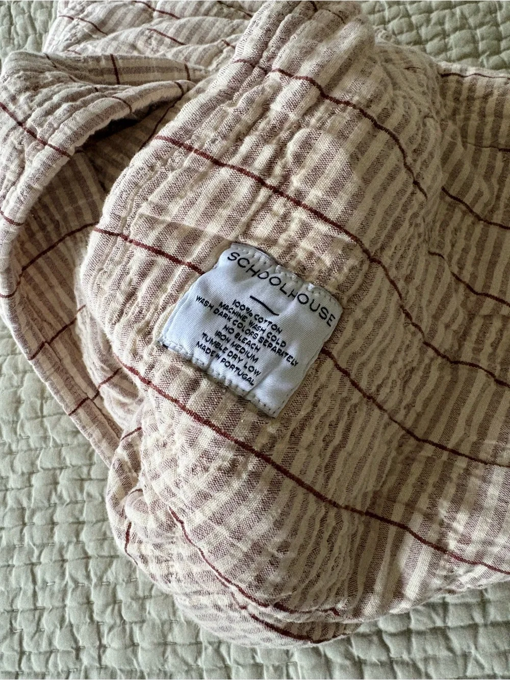 Schoolhouse Electric Euro Diamond Ticking Quilted Pillow Sham (auburn)